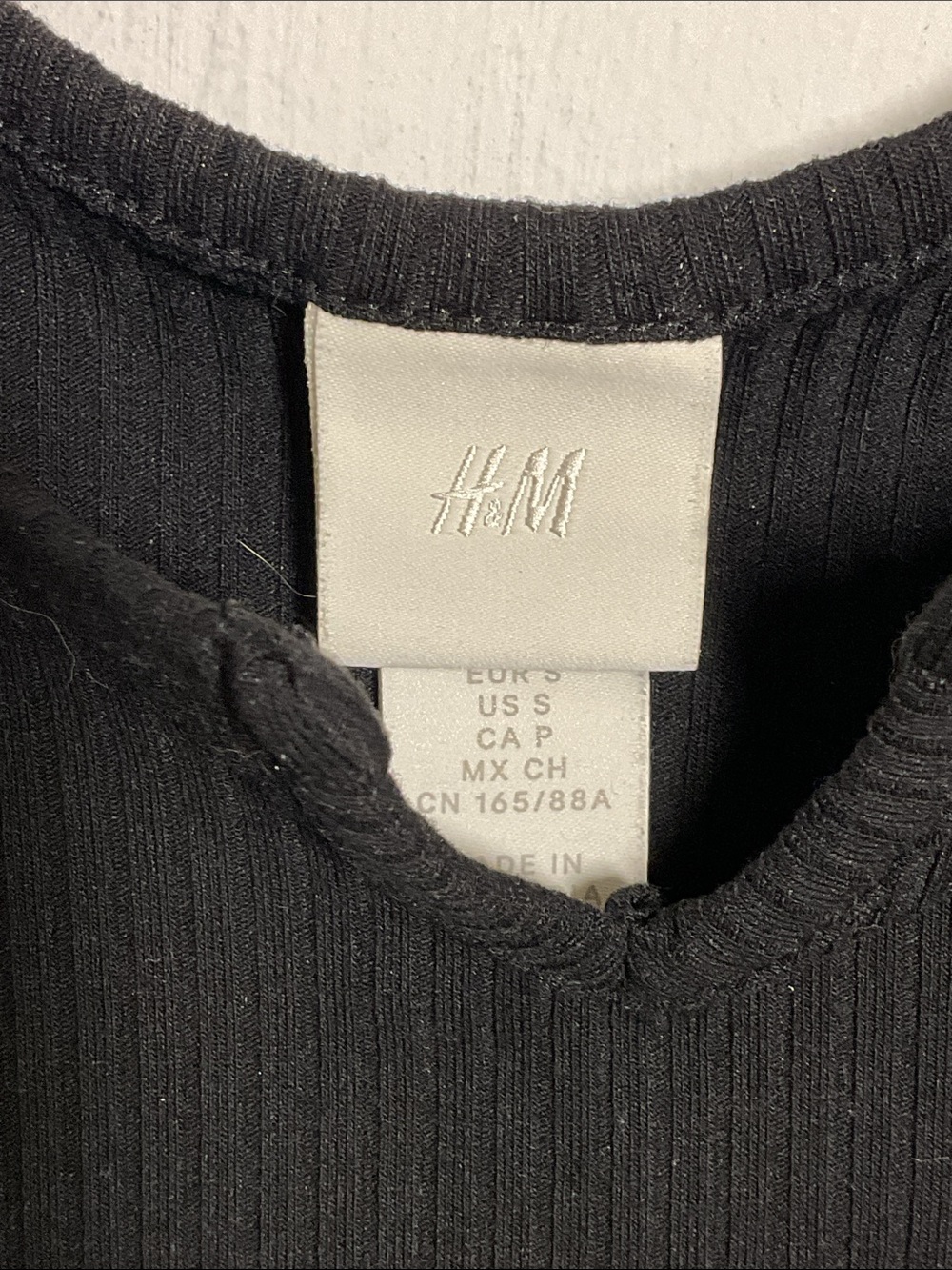 H&M Black Ribbed Notch Neck Elbow Sleeve Thong Bodysuit Size S - Picture 7 of 9